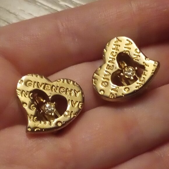 Givenchy Vintage Heart Logo Crystal Clip-on Earrings - Picture 4 of 12